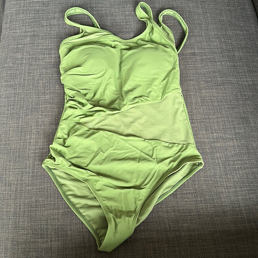 Green one piece bathing suit